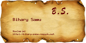 Bihary Samu névjegykártya